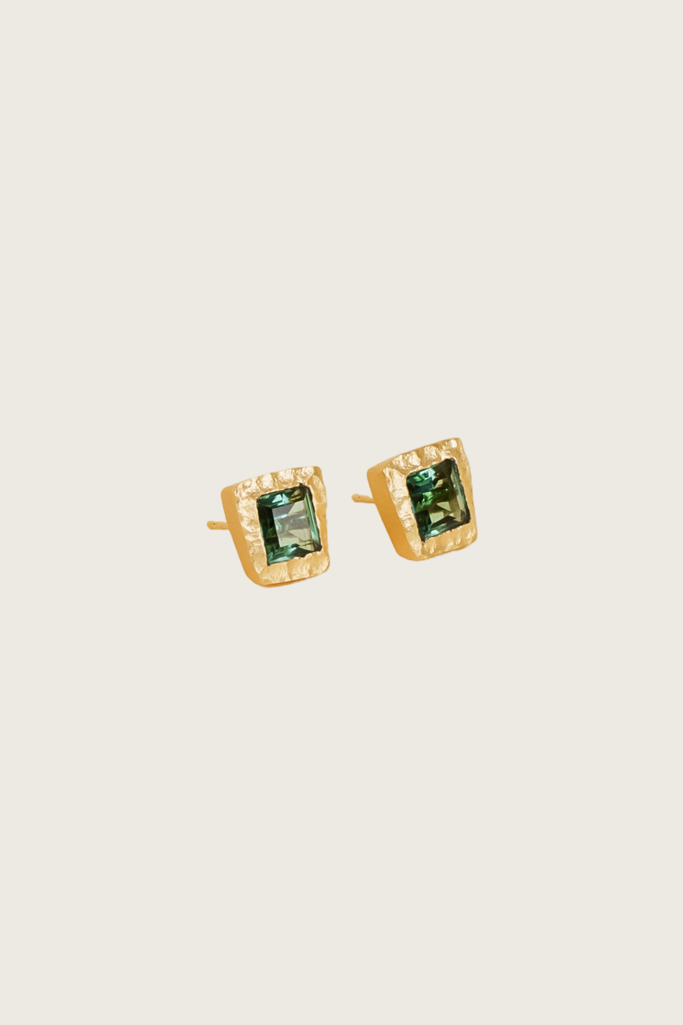 Solis 18K Recycled Fine Gold Plated Green Amethyst Earrings - 925 Silver Posts