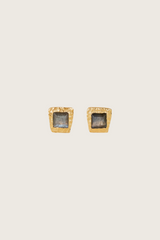 Solis 18K Recycled Fine Gold Plated Earrings - 925 Silver Posts, Labradorite