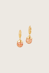 Boucles d'oreilles Tirua plaquées or fin recyclé 18K, quartz fraise